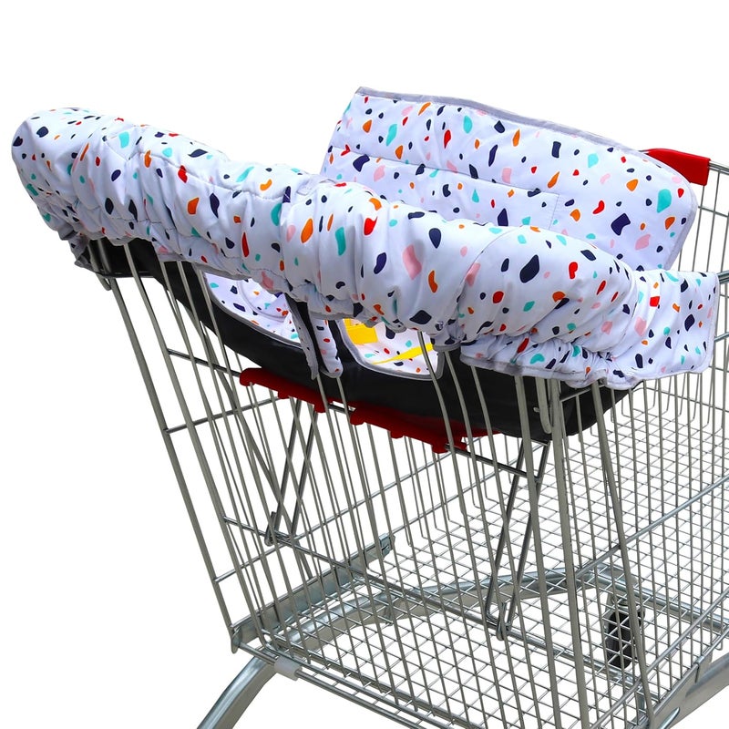 Gowraps 2-in-1 Shopping Cart and High Chair Cover-Grocery Cart Cover for Babies Toddlers Infants Resturant Highchair Cover-Padded Folds to Portable Pouch for Baby Boy Girl (Art) - Image 2